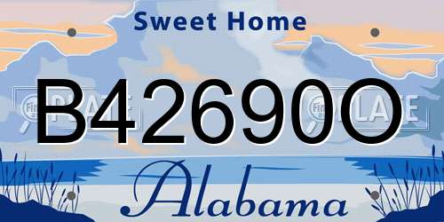 B42690O Alabama License Plate