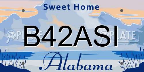 B42ASI Alabama License Plate