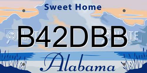 B42DBB Alabama License Plate