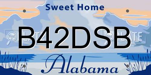 B42DSB Alabama License Plate