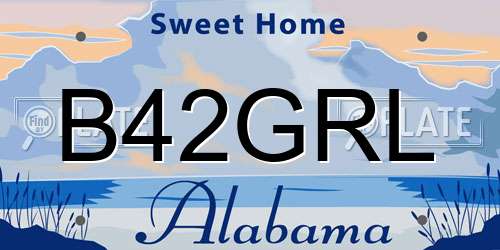 B42GRL Alabama License Plate