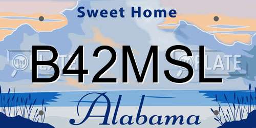 B42MSL Alabama License Plate
