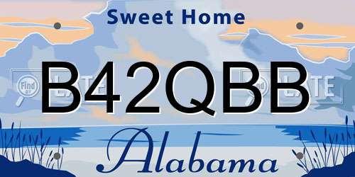 B42QBB Alabama License Plate