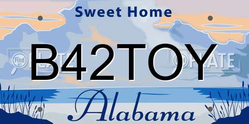 B42TOY Alabama License Plate