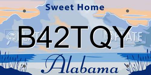 B42TQY Alabama License Plate