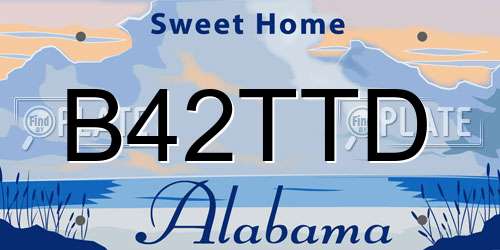 B42TTD Alabama License Plate
