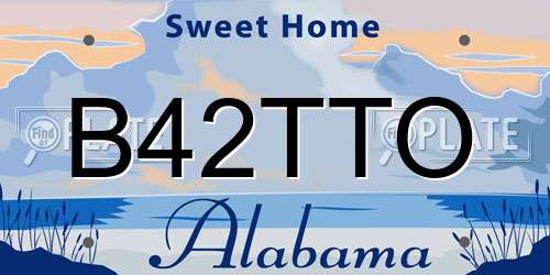 B42TTO Alabama License Plate