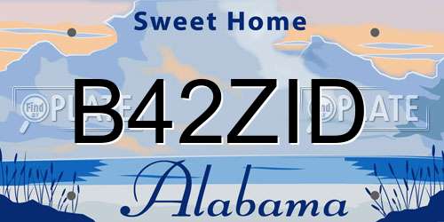 B42ZID Alabama License Plate