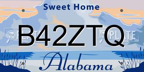 B42ZTQ Alabama License Plate