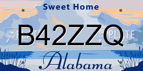B42ZZQ Alabama License Plate