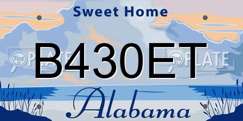 B430ET Alabama License Plate