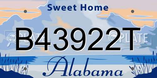 B43922T Alabama License Plate