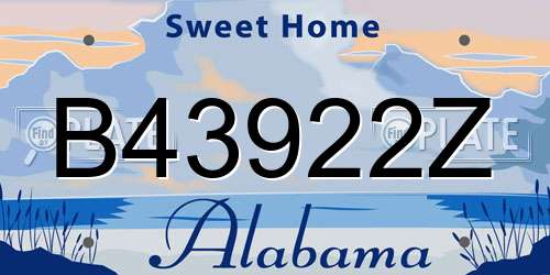 B43922Z Alabama License Plate