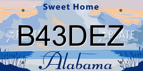 B43DEZ Alabama License Plate