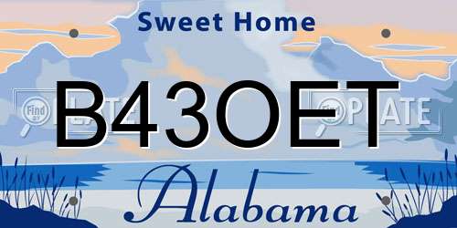B43OET Alabama License Plate