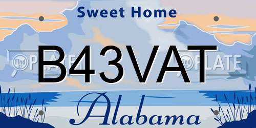 B43VAT Alabama License Plate