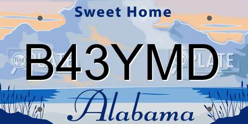 B43YMD Alabama License Plate