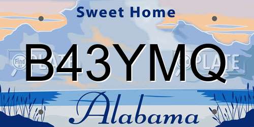 B43YMQ Alabama License Plate