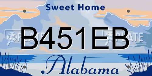 B451EB Alabama License Plate