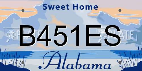 B451ES Alabama License Plate