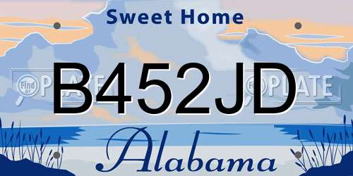 B452JD Alabama License Plate