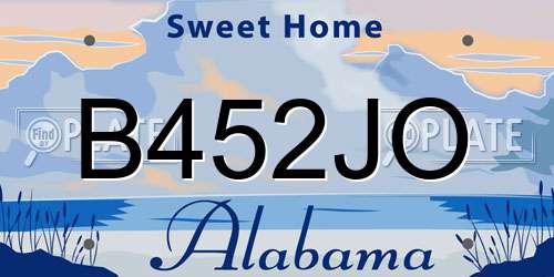 B452JO Alabama License Plate