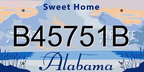 B45751B Alabama License Plate