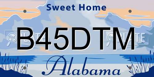 B45DTM Alabama License Plate