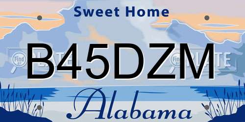 B45DZM Alabama License Plate