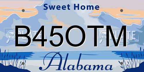 B45OTM Alabama License Plate