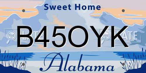 B45OYK Alabama License Plate