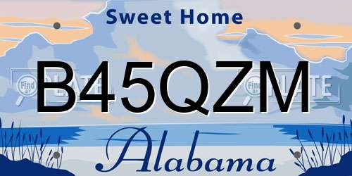 B45QZM Alabama License Plate