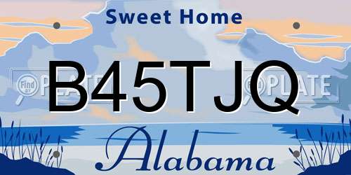 B45TJQ Alabama License Plate