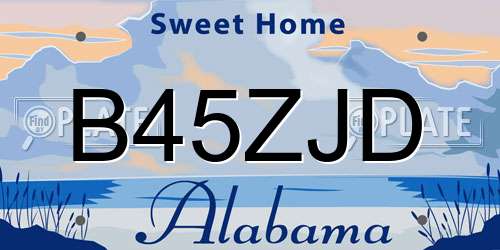 B45ZJD Alabama License Plate
