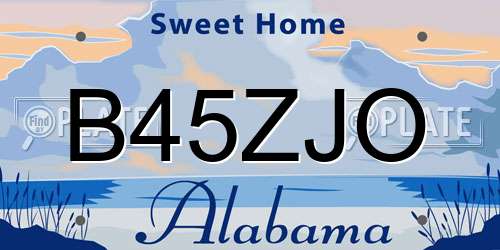 B45ZJO Alabama License Plate