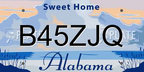 B45ZJQ Alabama License Plate