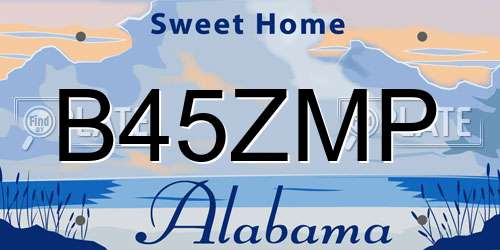B45ZMP Alabama License Plate