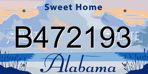 B472193 Alabama License Plate
