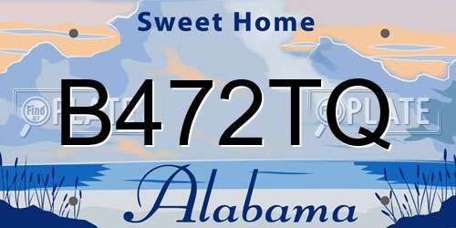 B472TQ Alabama License Plate