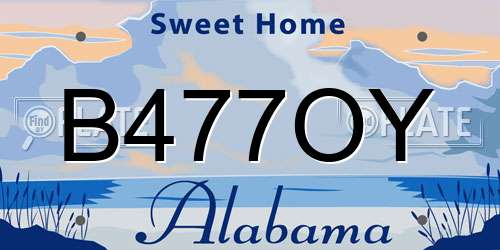 B477OY Alabama License Plate