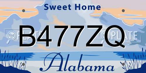 B477ZQ Alabama License Plate