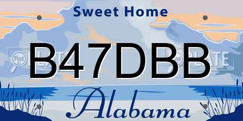 B47DBB Alabama License Plate