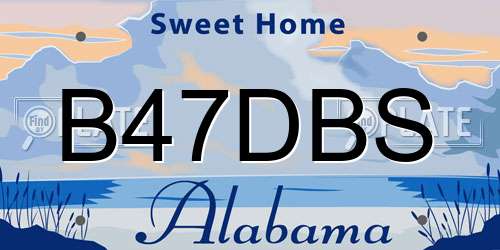 B47DBS Alabama License Plate