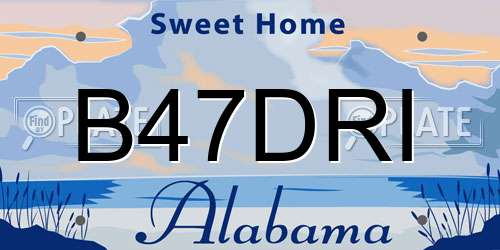 B47DRI Alabama License Plate