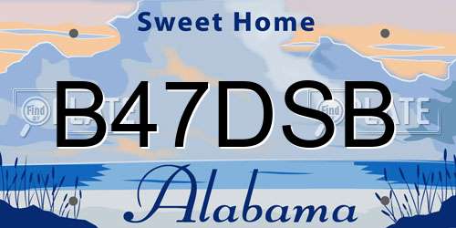 B47DSB Alabama License Plate