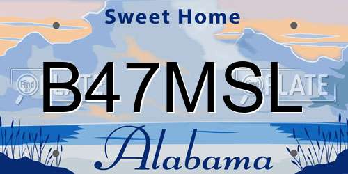 B47MSL Alabama License Plate