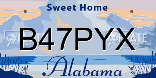 B47PYX Alabama License Plate