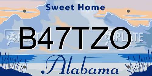 B47TZO Alabama License Plate