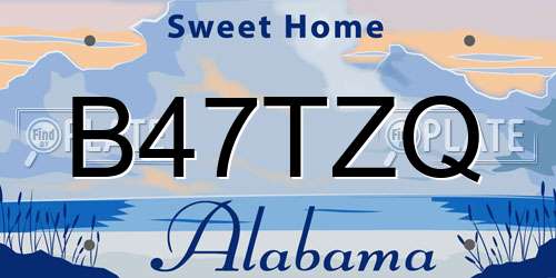 B47TZQ Alabama License Plate