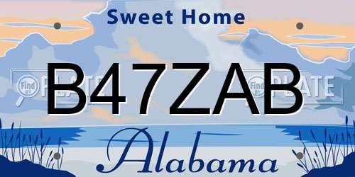 B47ZAB Alabama License Plate